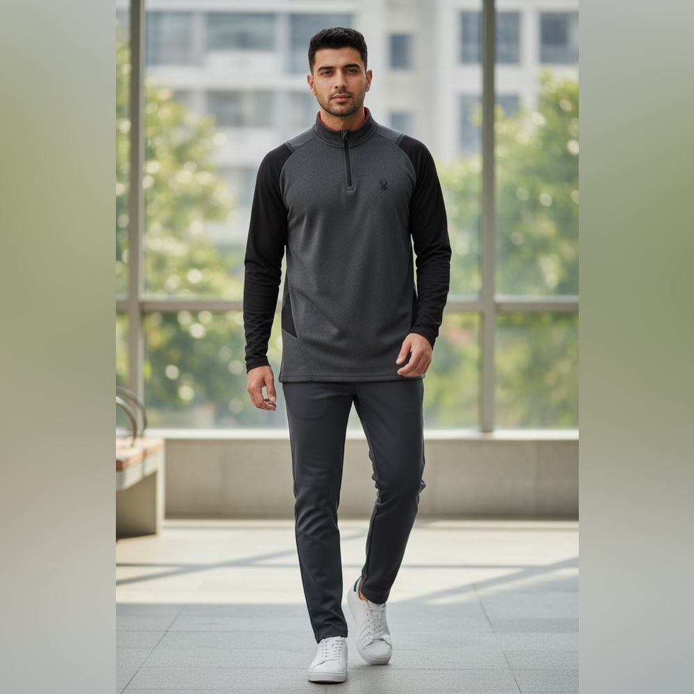 Spyder•Gray & Black Active Men’s Half Zip Jacket •XL